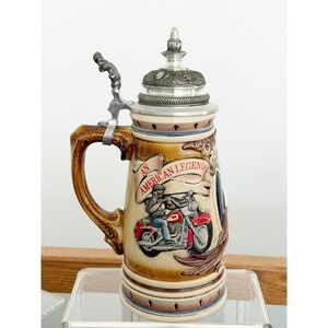 Harley Davidson Stein Limited Ed #969 Beer Mug Germany Pewter Ceramic Mint 1991